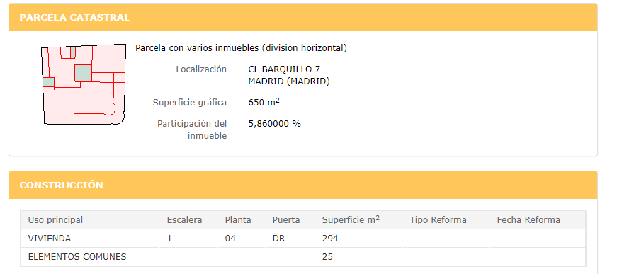 Descripción de finca en el Catastro